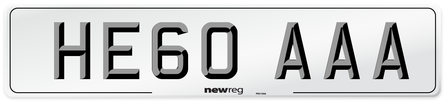 HE60 AAA Number Plate from New Reg